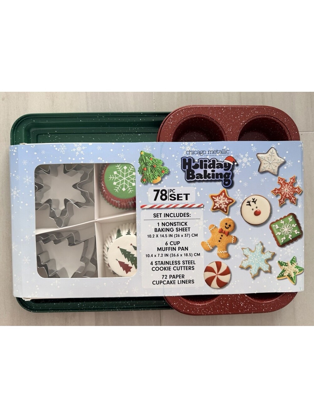 Chicago Metallic 78 Piece Holiday Baking Set, Perfect for Baking Holiday Red